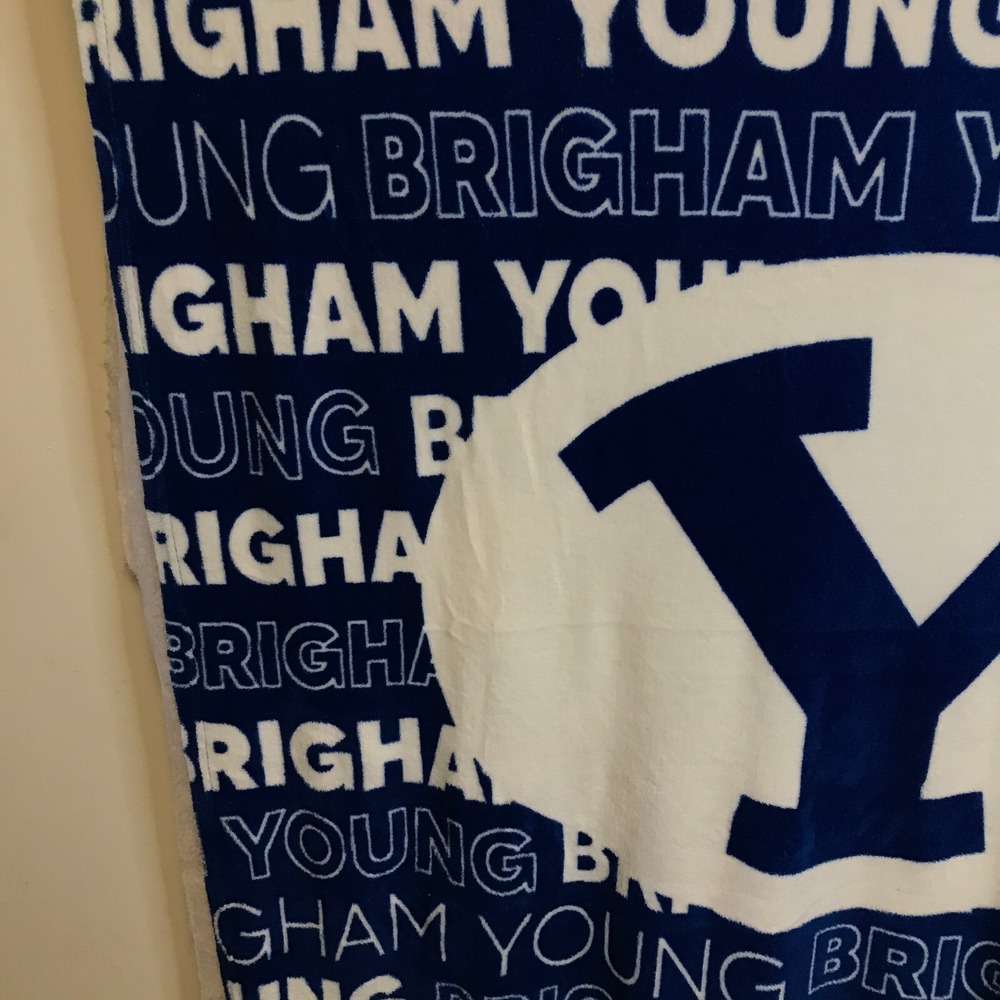 Logo Brands Brigham Young University BYU Cougars Polyester Blue Throw Blanket - Picture 6 of 16